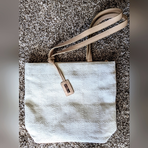 Nine West Handbags - Nine West Cream Tote with Tan Straps